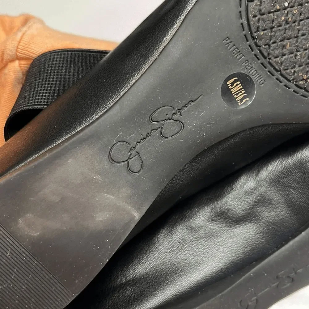 Jessica Simpson Black Criss Cross Ankle Ballet Rounded Toe Flats- 6.5M